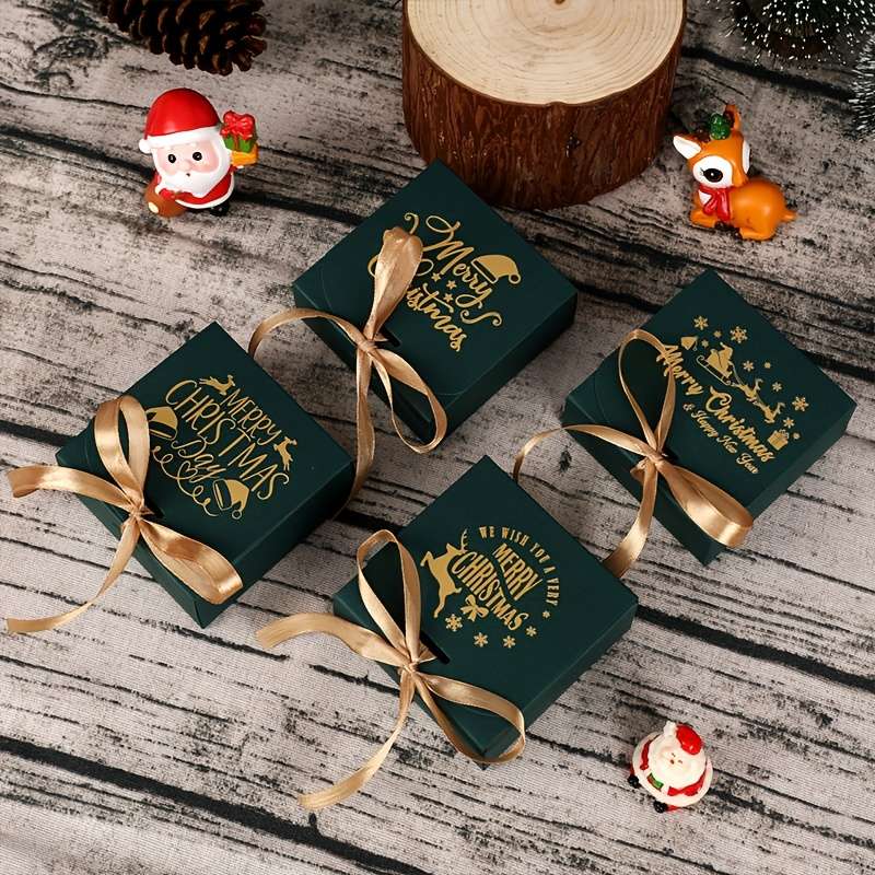 Christmas Gift Boxes Style Red Santa Hat And Deer