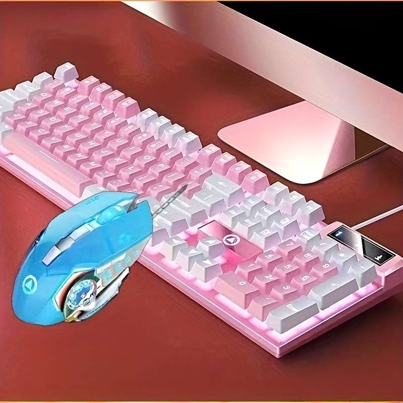Keyboard Color White And Pink Two Color Single Keyboard