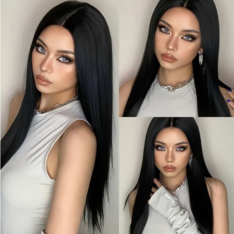 Black Womens Wigs Hair Length 71.12Cm