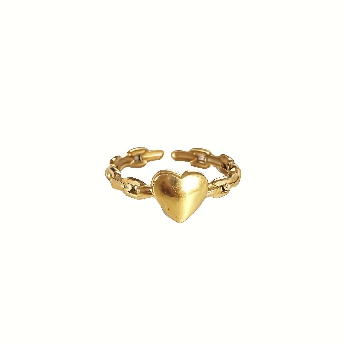 Elegant Heart Adjustable Ring Color Love Chain Ring