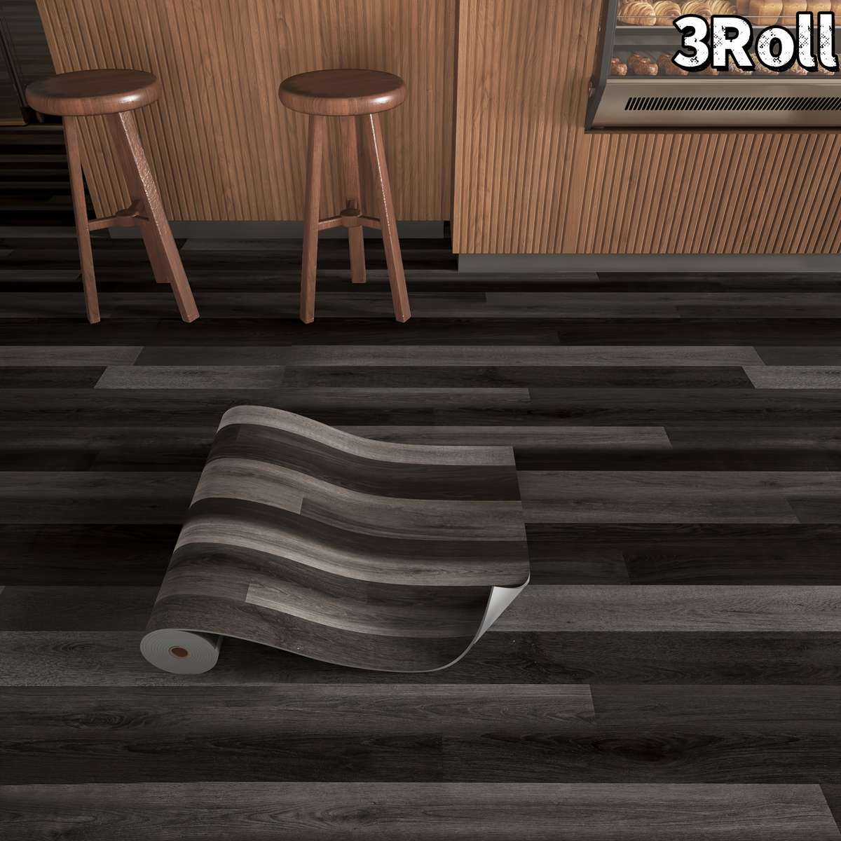 Self Adhesive Floor Stickers Dark Charcoal Gray 3Rolls