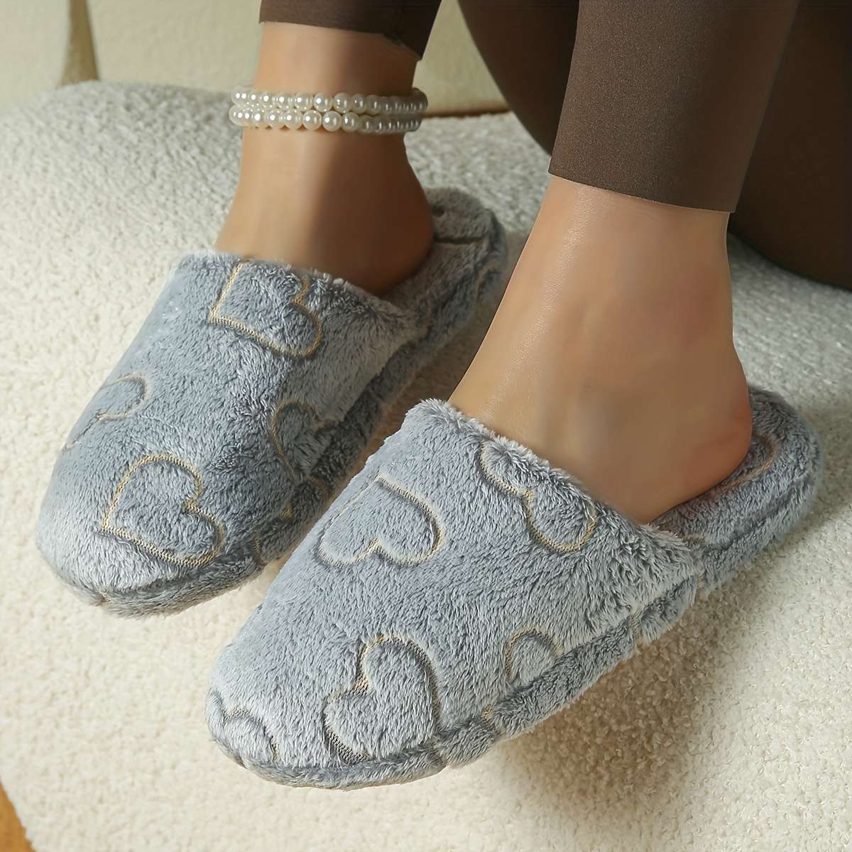 Cotton Slippers Color Grey Sizeuk 7.5-8
