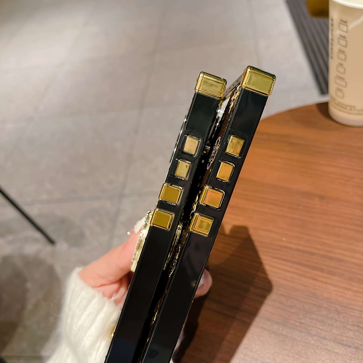 1Pc Beige For iPhone 12 Flower Belt Ring Holder Phone Case