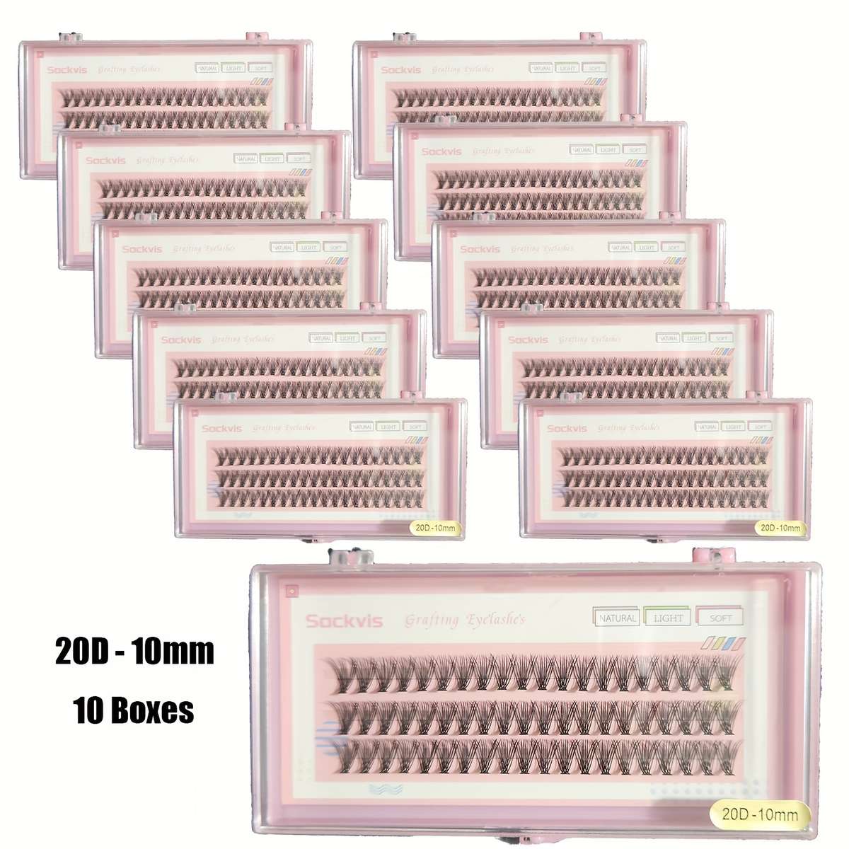 Natural Wispy Individual Lashes Model 20d 12mm 10 Boxes 14mm