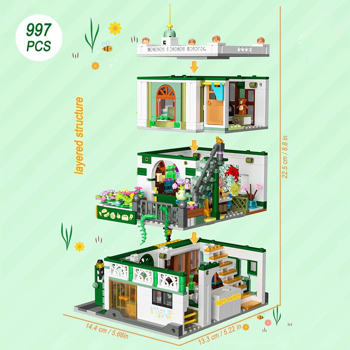 Building Toy Architectural Model Toy Set Style 613031 Floral Breeze Villa  998Pcs