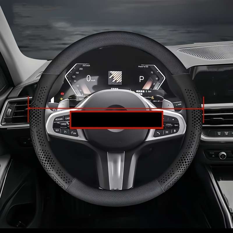 Car Steering Wheel Cover Shape D, All Black