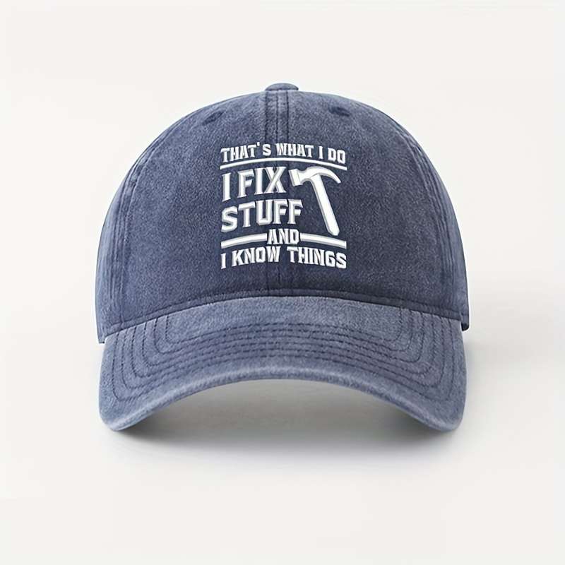 Unisex Cotton Baseball Cap with I FIX STUFF Embroidery Lightweight Breathable Adjustable