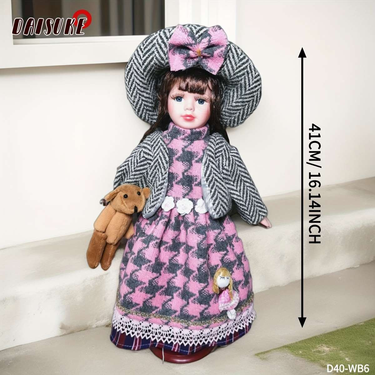 Toy Doll color Black and red tripod hat