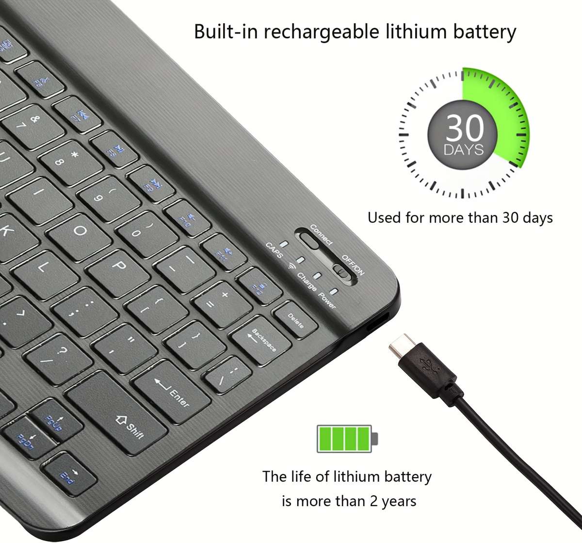 Ultra-Thin Bluetooth Wireless Charging Keyboard