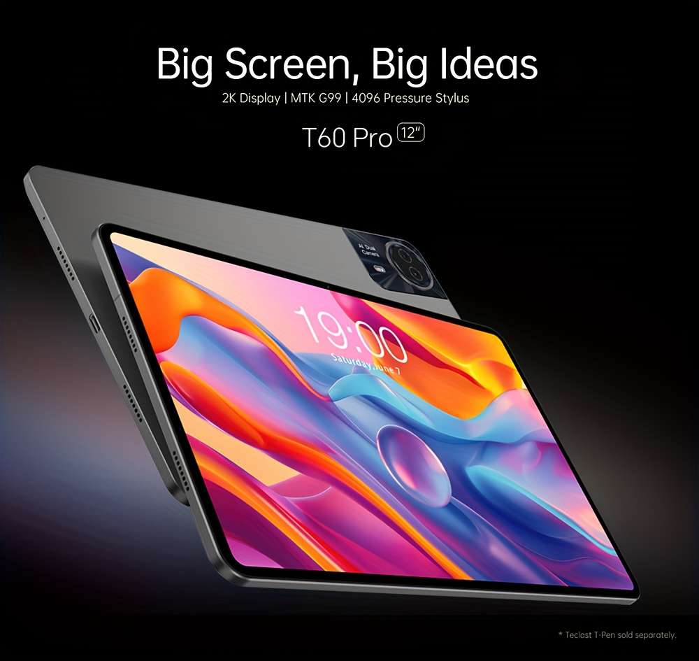 Premium Teclast T60 Pro Tablet For Students Fast Processing Speed 12 Inch 20Gb