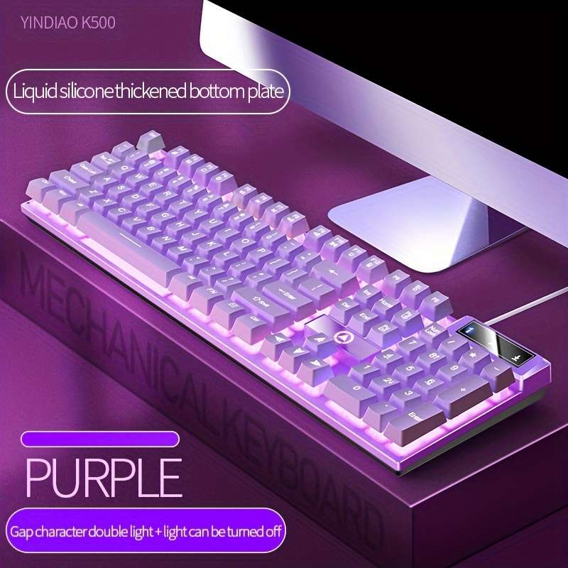 Keyboard Color Purple  white Light
