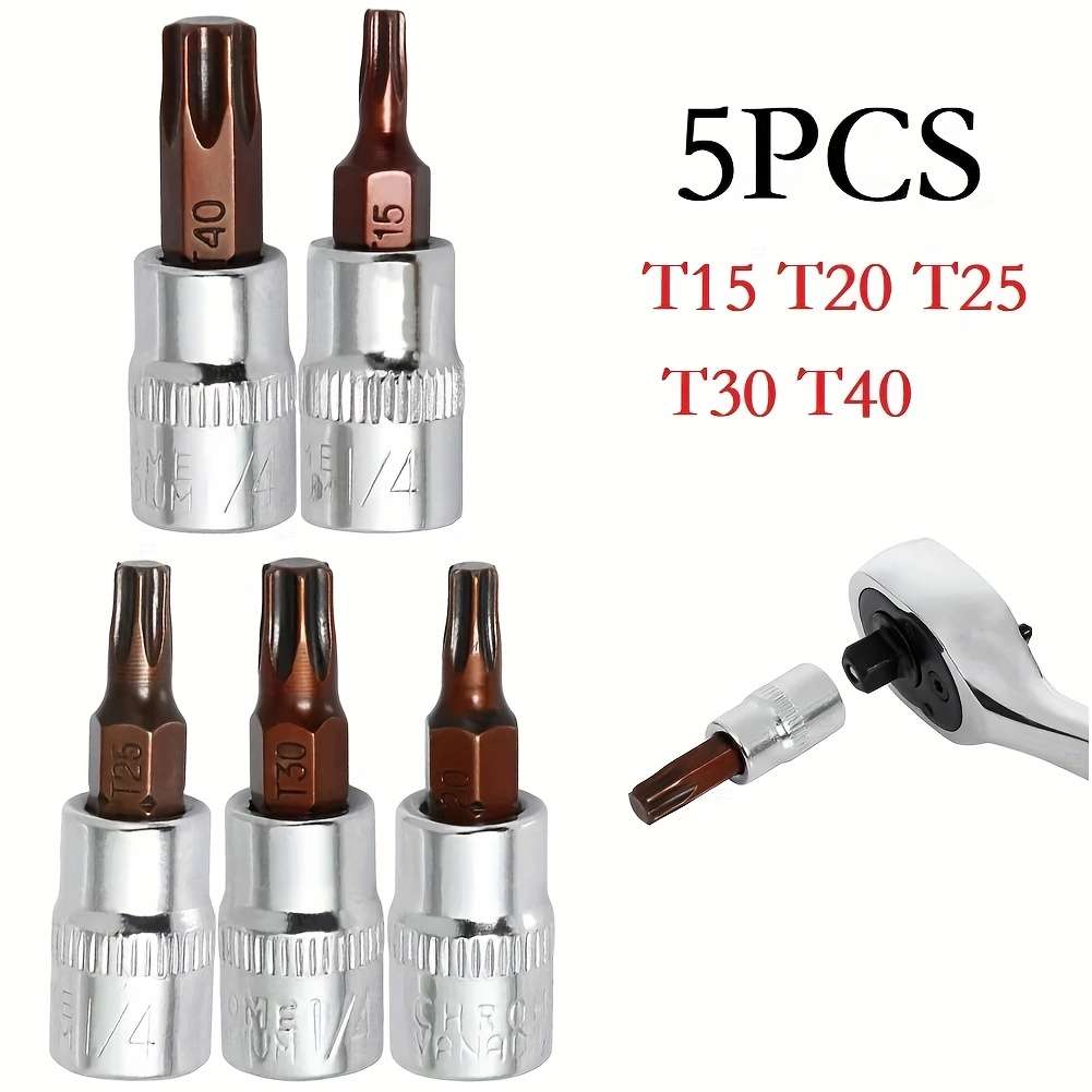 Screwdriver Bit Tool Set Model 5Pc T15 T20 T25 T30 T40