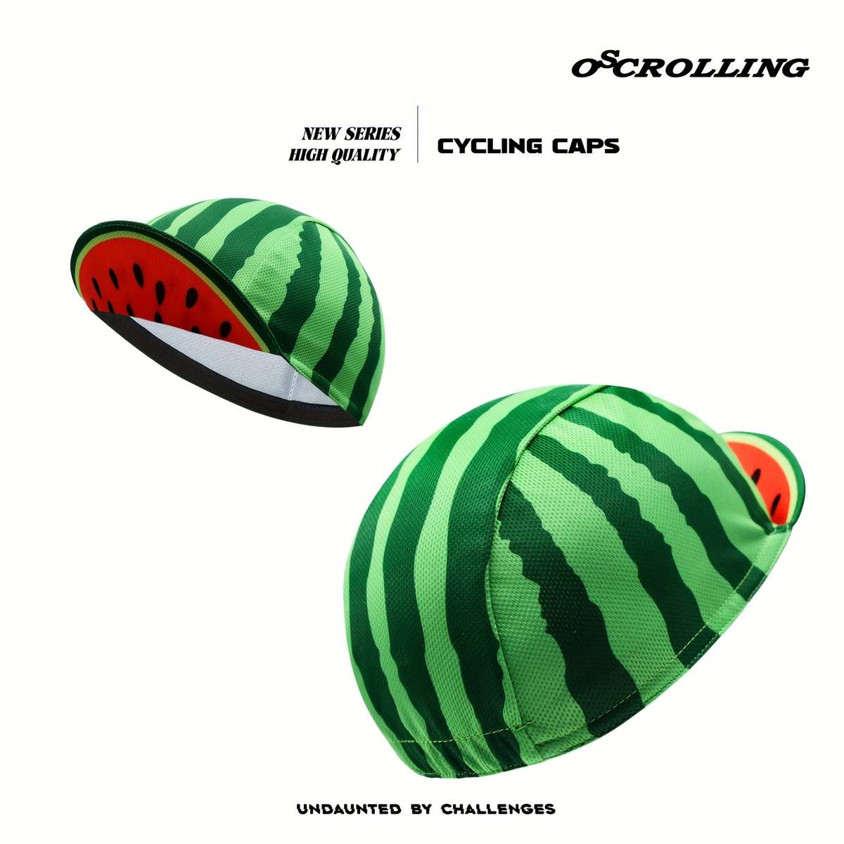 1pc Oscrolling Cycling Cap Vibrant Watermelon Slice Design 100% Polyester Breathable Lightweight