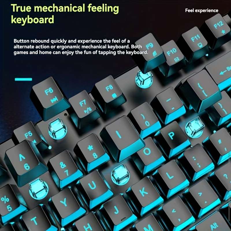 keyboard Items Black wired classic ice blue light   keyboard and mouse set