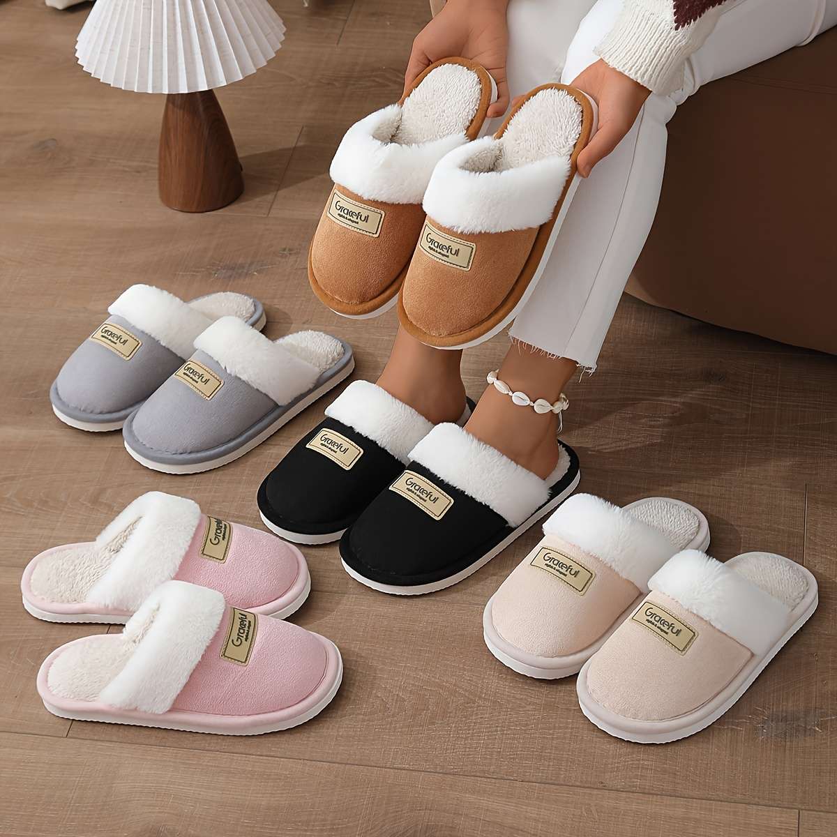 Cotton Slippers Color Grey Sizeuk 6.5-7