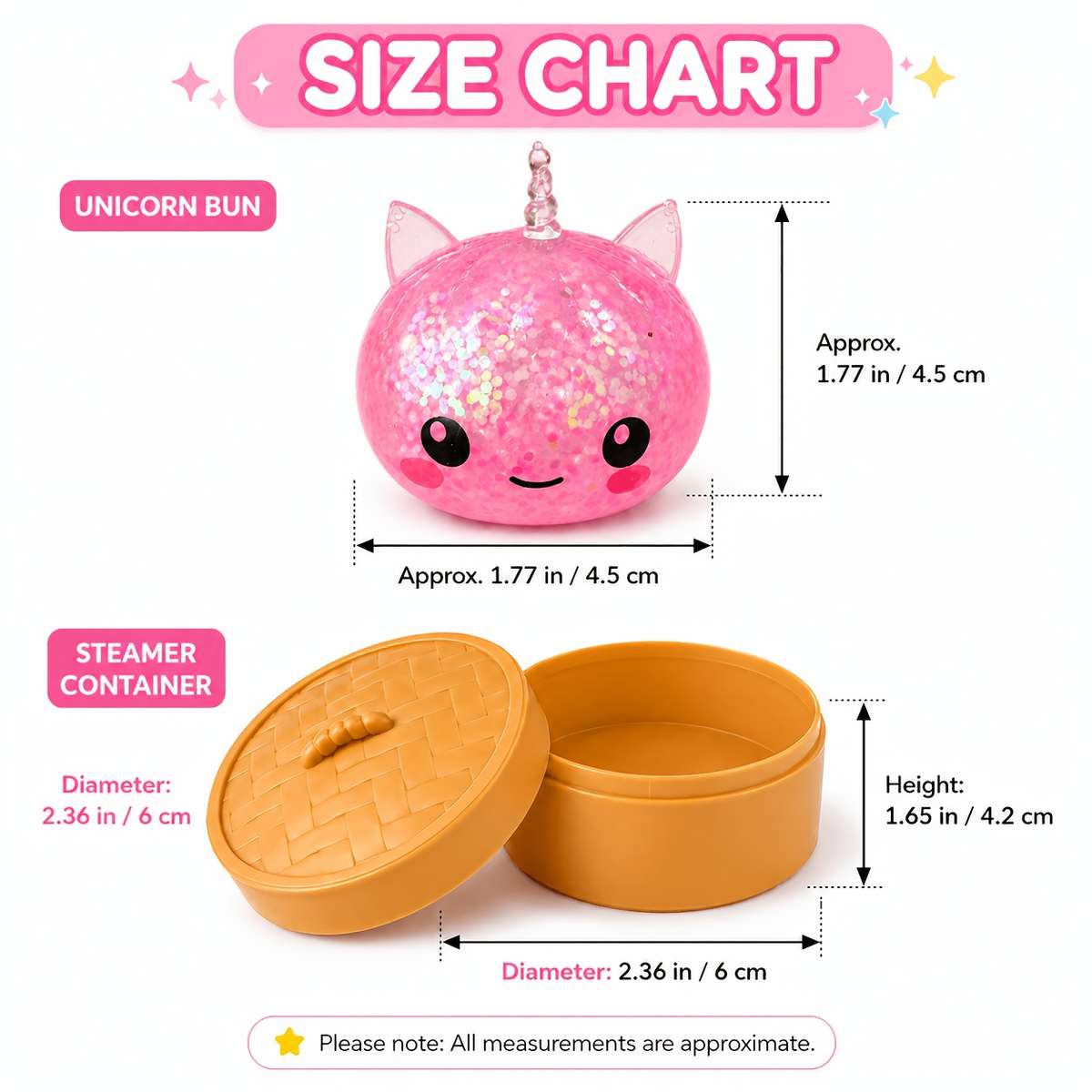 Squeezable Toys Style 2 Random Buns 2 Tops 2 Bases 6Pcs
