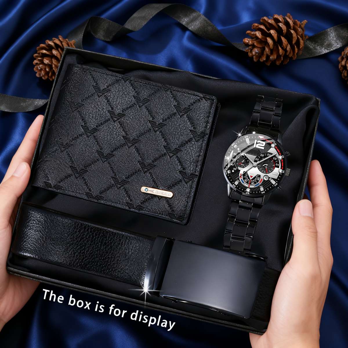 3Pcs Men Watch Wallet Belt Set Luxury Matching With Watch Cash