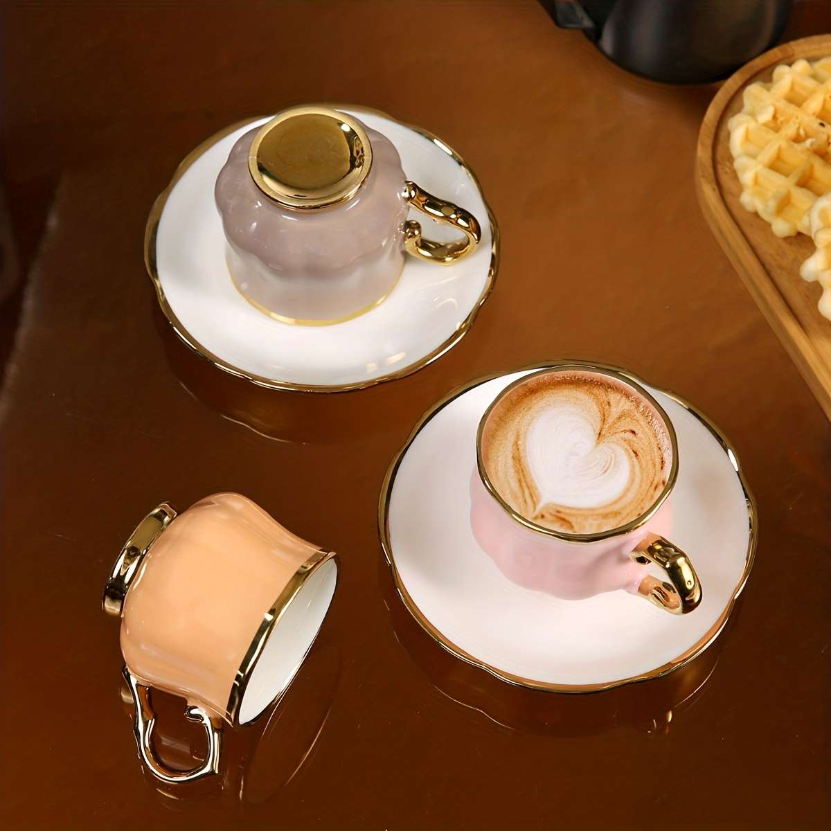 Water Cup Quantity 6 Cups And Saucers Lotus Cups 6 Colors