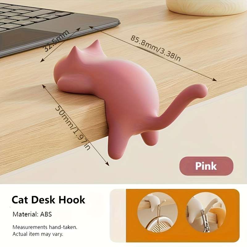 Cute Cat Desktop Hanger Cat Shaped Adhesive Hanger In 3 Colors color 1pc Yellow
