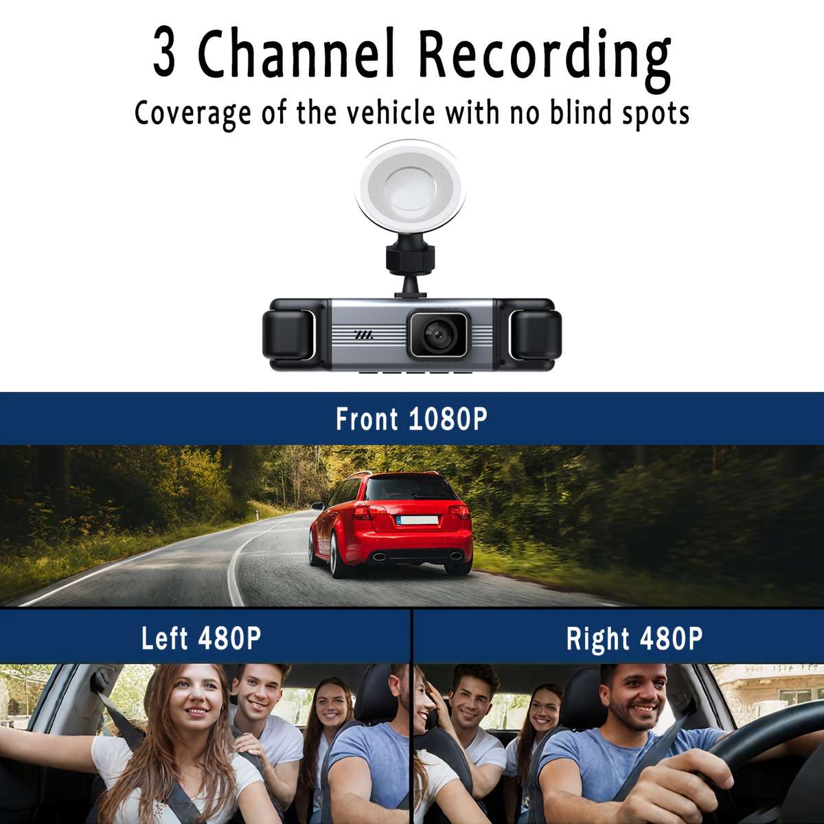 Inside Ir Night Vision Channel Dash Cam With Ips Loop Recording Optional 1080P