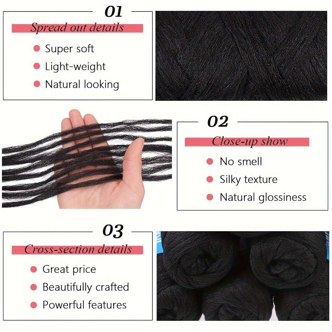 Hair Braiding Products Color 4Rollblack Hair Length20.32Cm