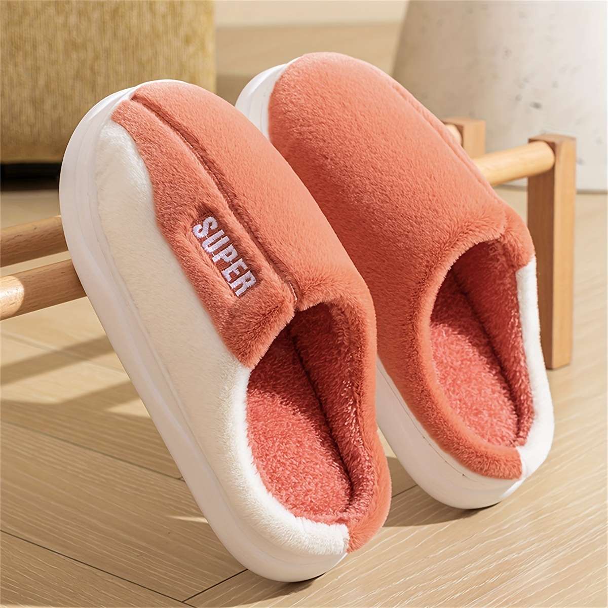 Cotton Slippers Color Bean Paste Sizeuk 6.5-7