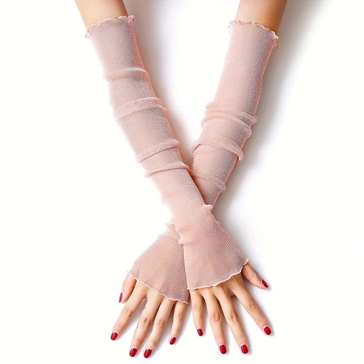 Women Solid Mesh Arm Sleeves