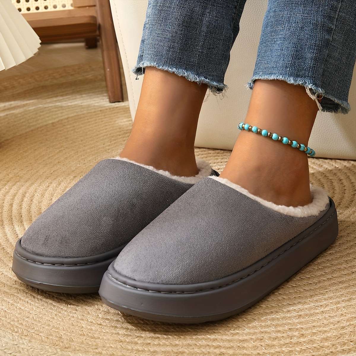 Cotton Slippers Color Grey Sizeuk 6.5-7