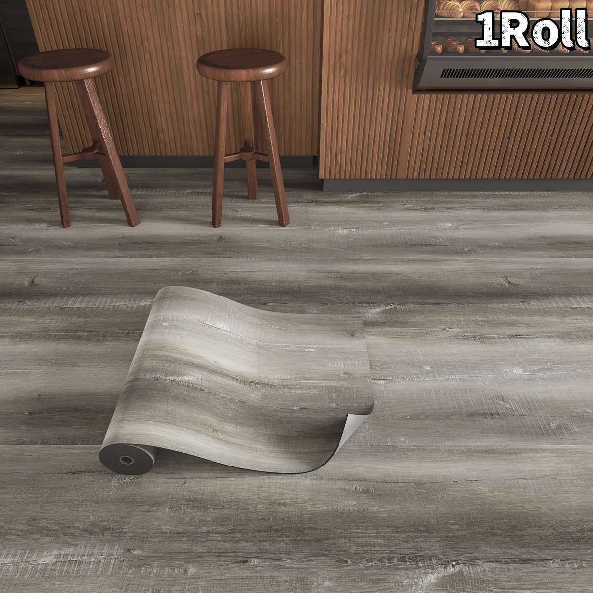 Self Adhesive Floor Stickers Light Gray Wood Grain 1Roll
