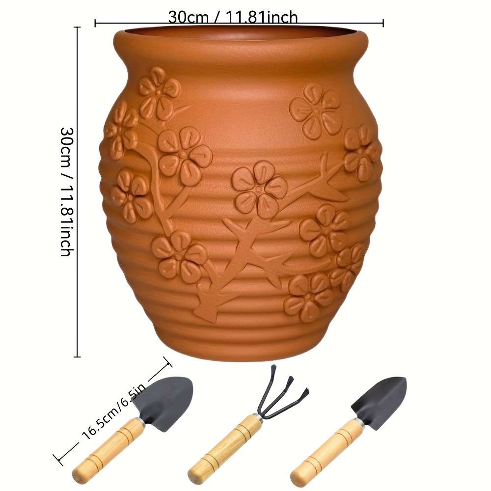 Flowerpot Model White 28X30Cm Add 3Pcs Tools