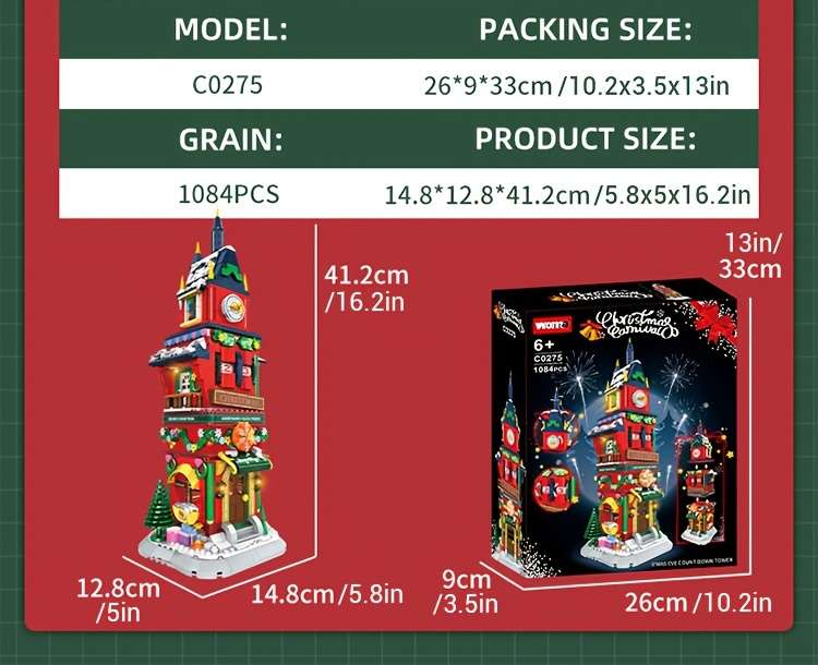 Building Toy Architectural Model Toy Set Style Clock Tower Model