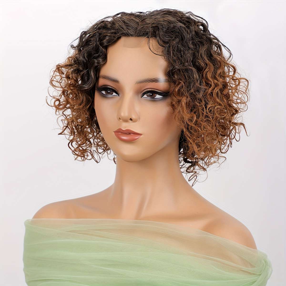 Yellowish-Brown Womens Wigs Hair Length 25.4Cm