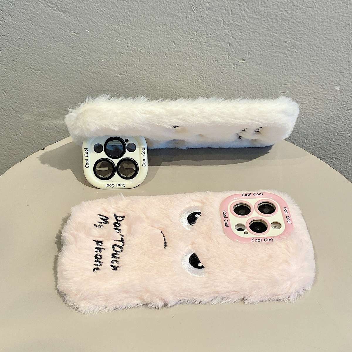 1Pc White For iPhone 11 Plush Little Monster Phone Case