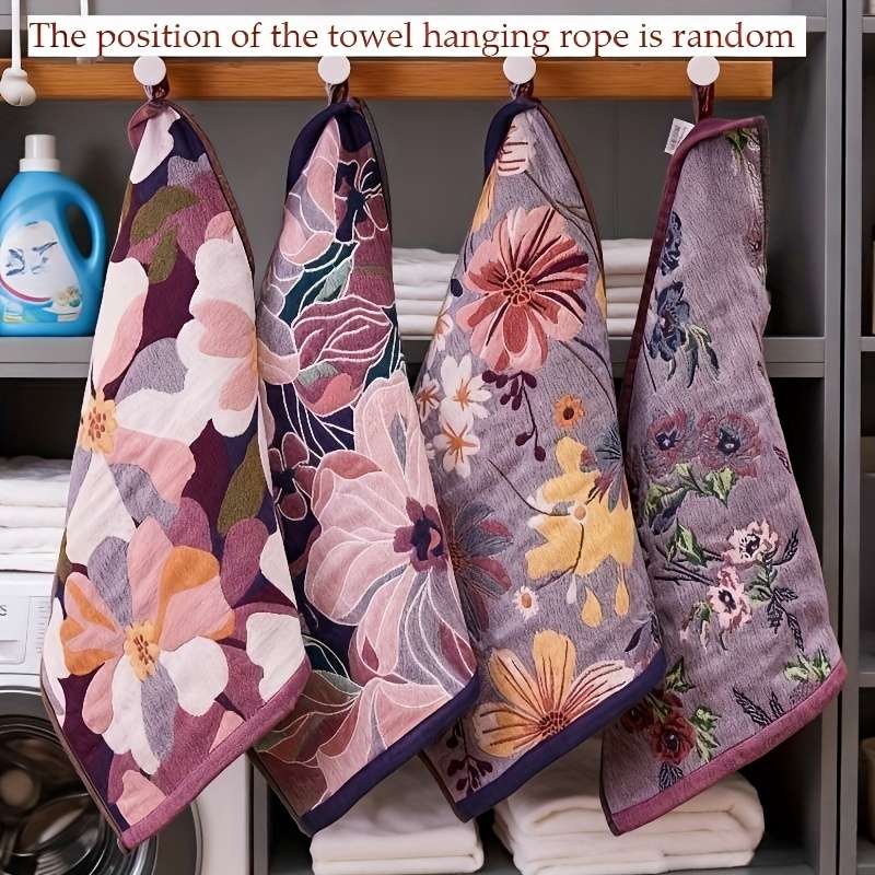 Towel Color 2Pcs Purple Courtyard Flower Narrative