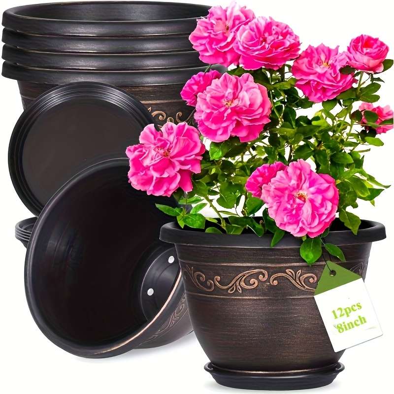 Flowerpot Size 20.32 Cm 6 Flower Pots  6 Trays