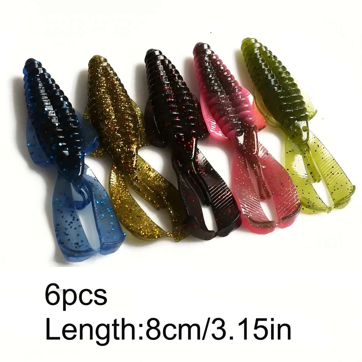 5pcs Vibrant Spiral Soft Baits 8.0cm 4.5g Slow Sinking Silicone Lures for Freshwater Saltw