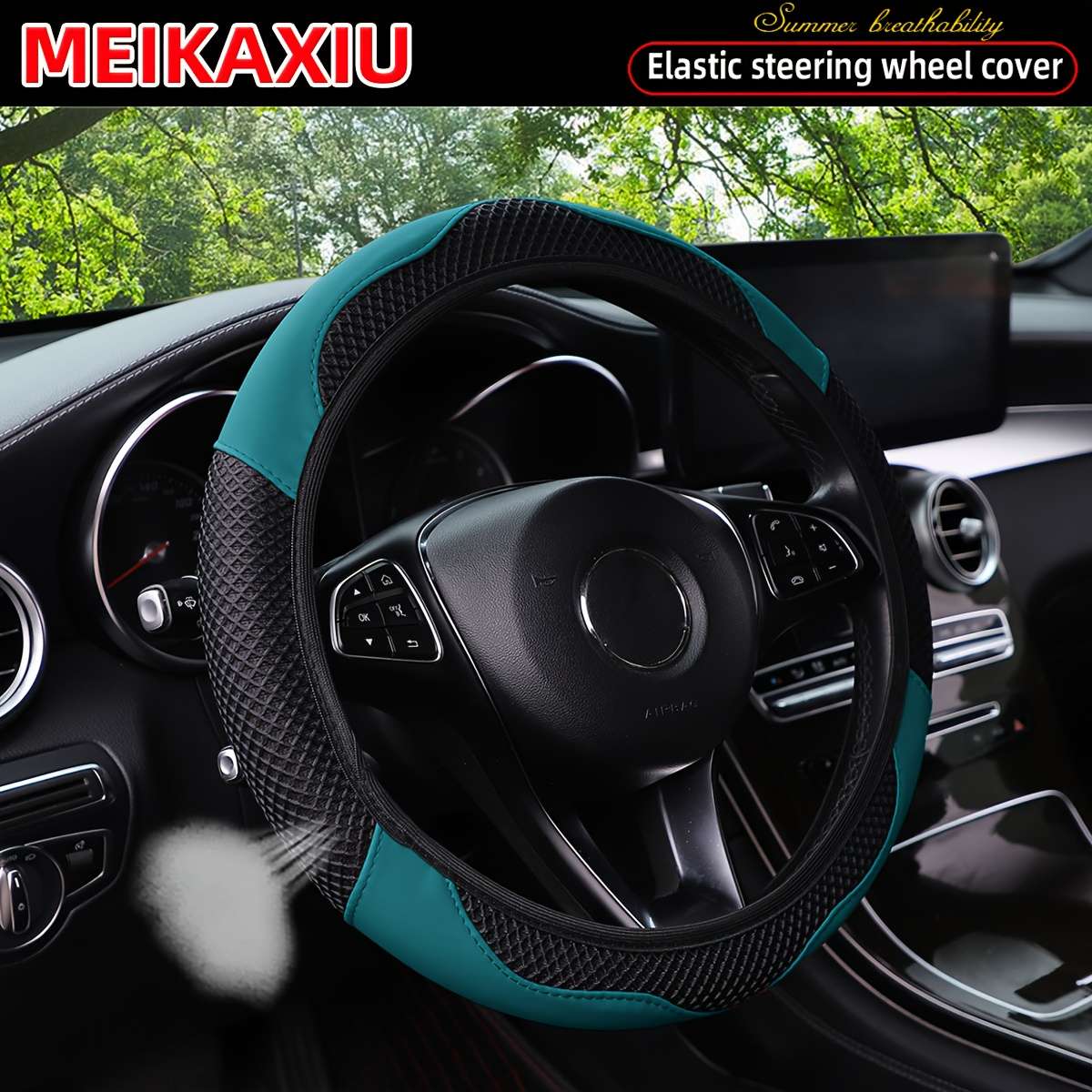 Car Steering Wheel Cover Blackish Green
