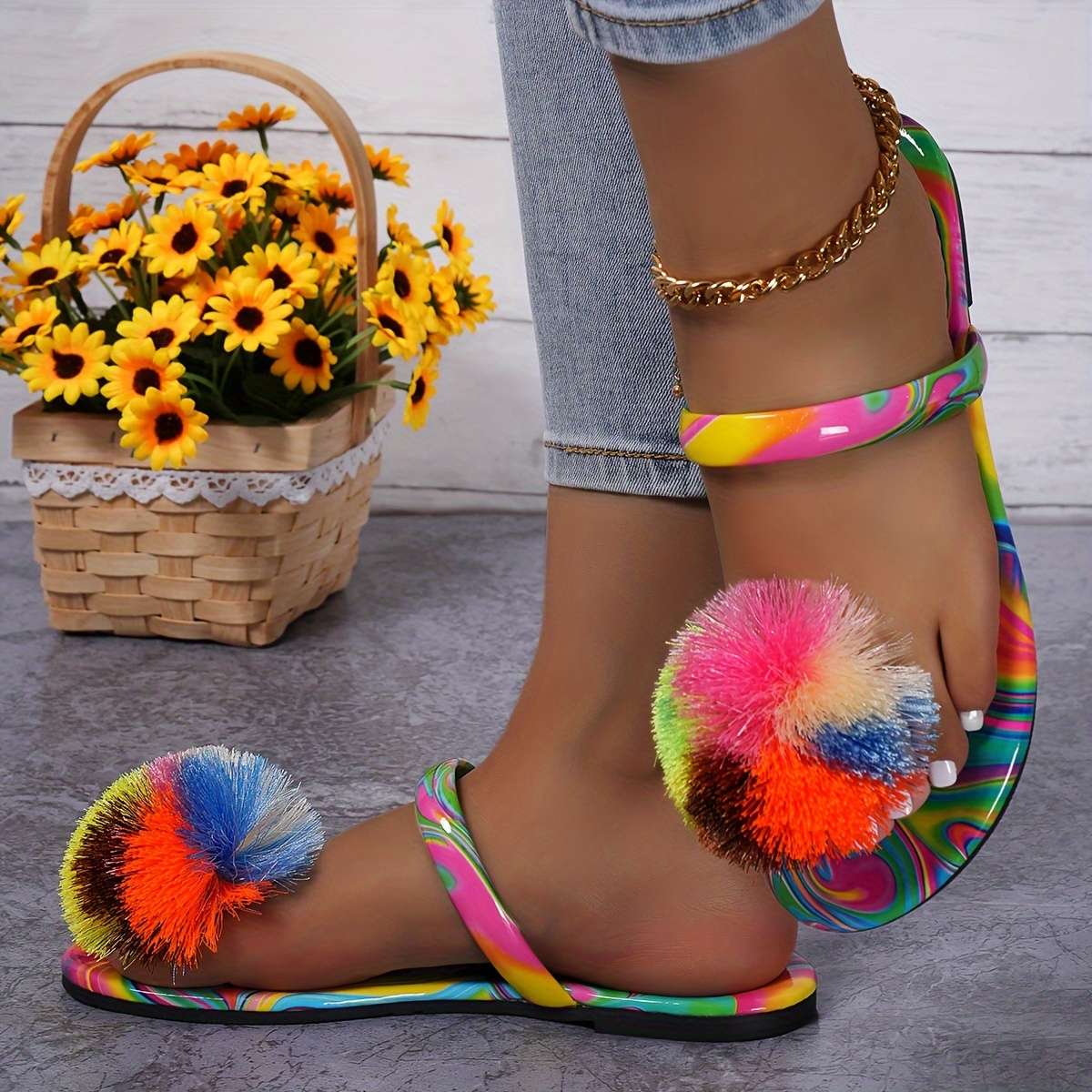 Ladies Summer Flip Flops Multicolor Uk 7