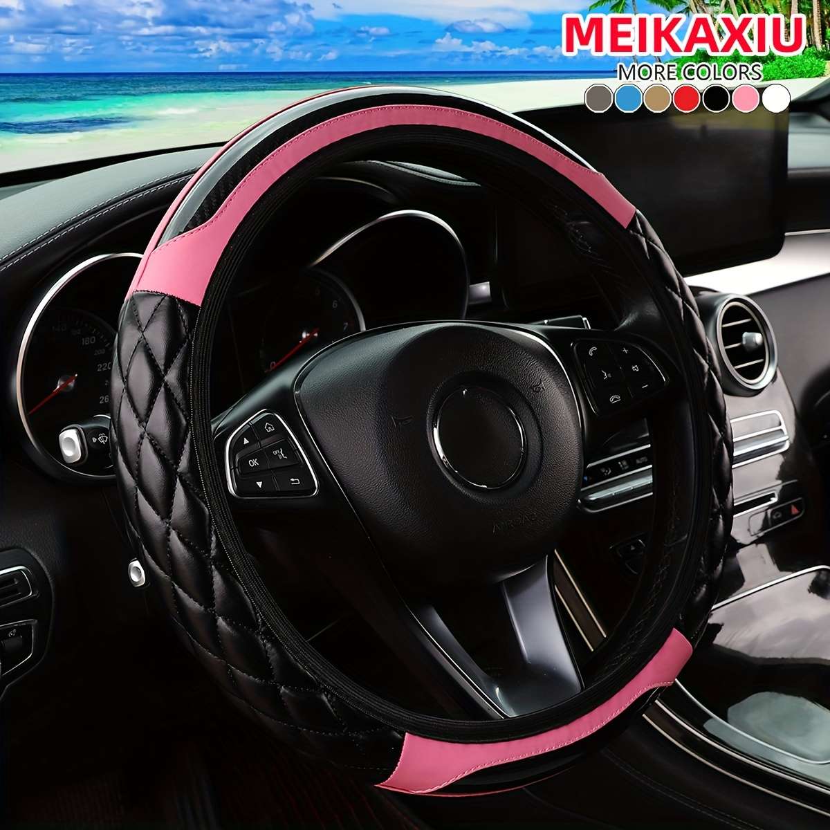Car Steering Wheel Cover Beige