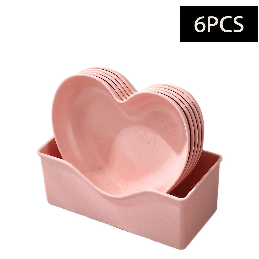 Bowl Color 6Pcsheart Bone Spitting Dish  Base  Pink