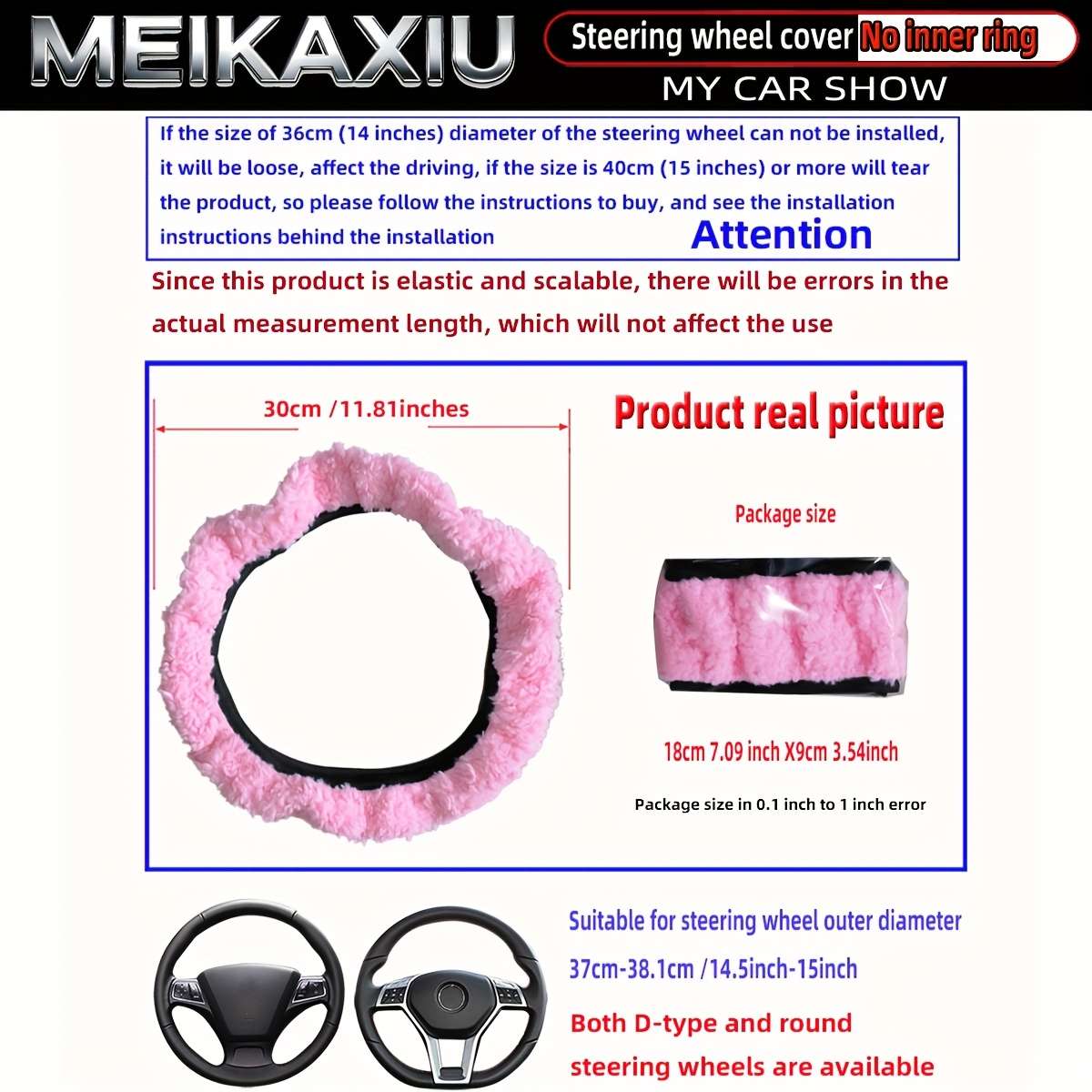 Car Steering Wheel Cover Black