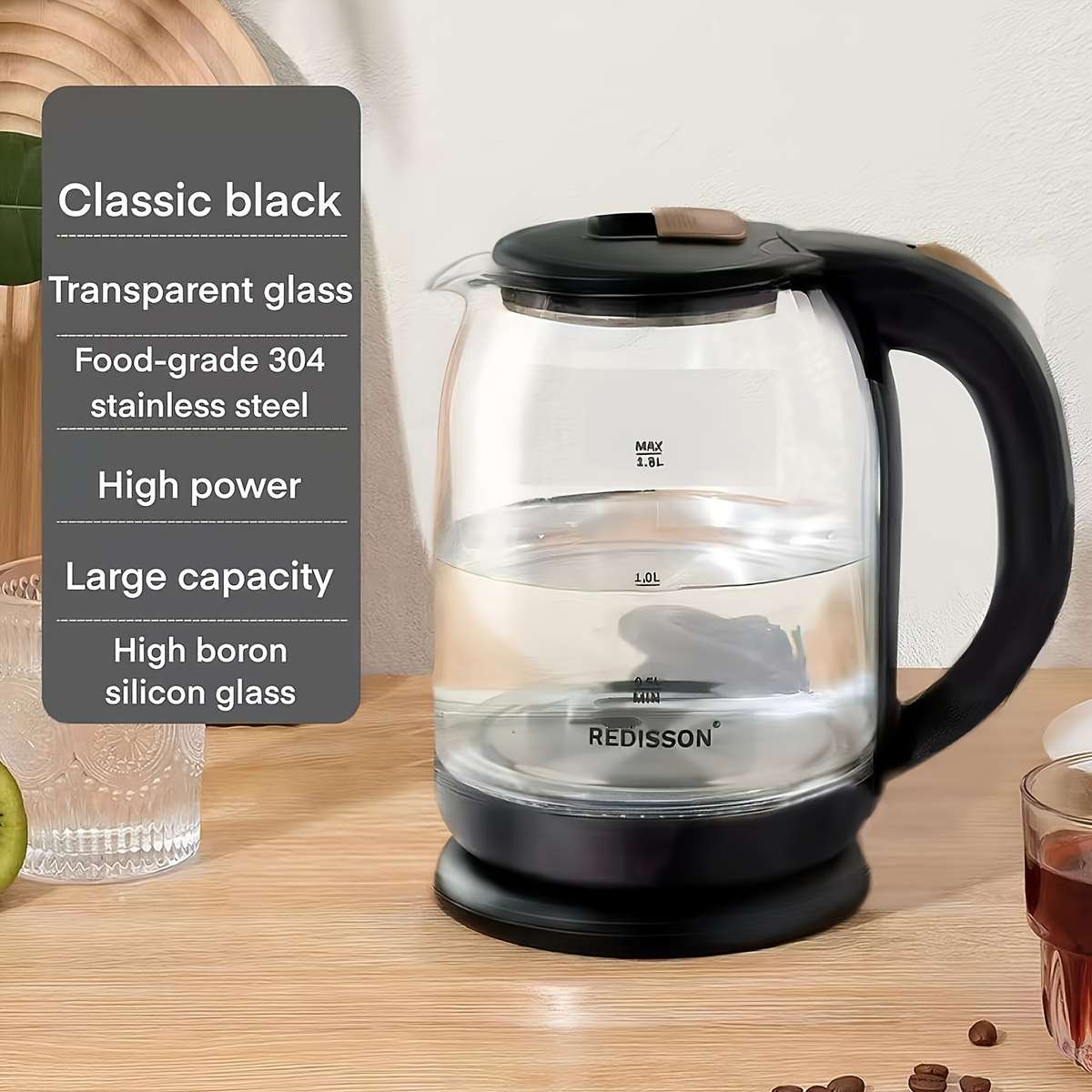 Electric Kettle Quiet Transparent High Borosilicate Glass