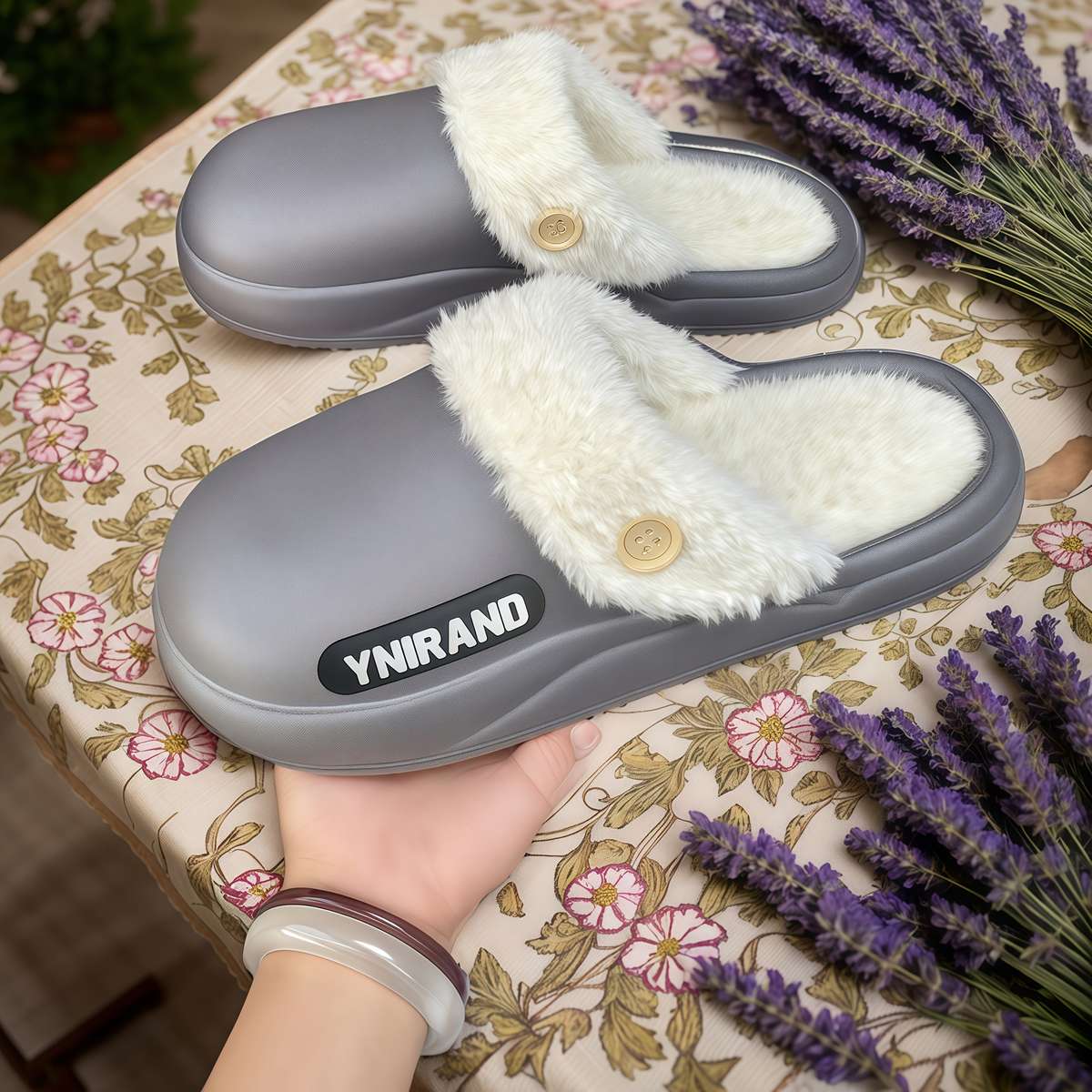 Cotton Slippers Color Grey Sizeuk 6.5-7