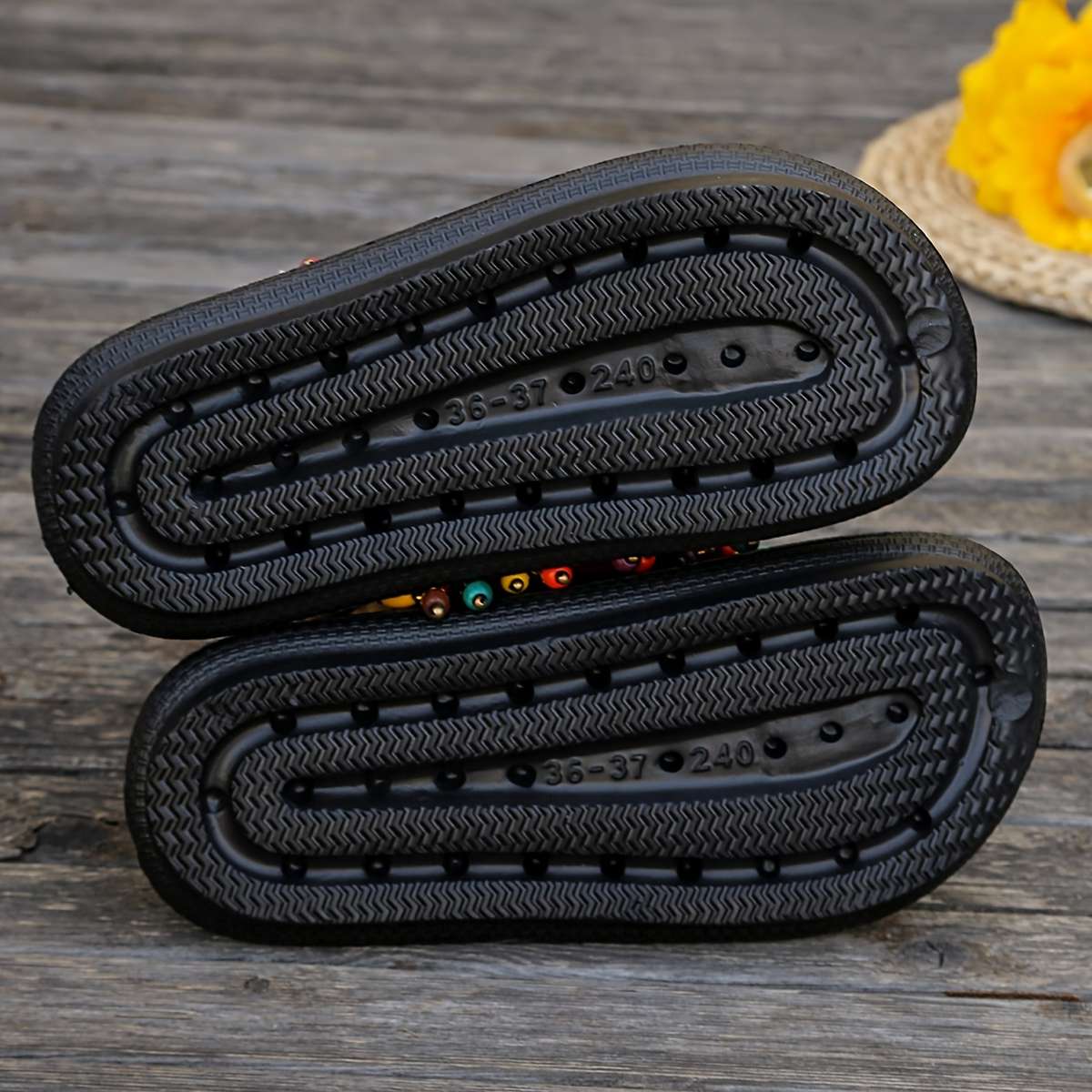 Ladies Summer Flip Flops Black Uk 6.5-7