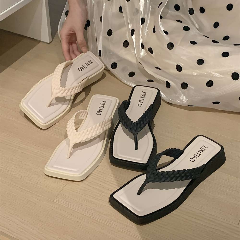 Ladies Summer Flip Flops Black Uk 5.5-6