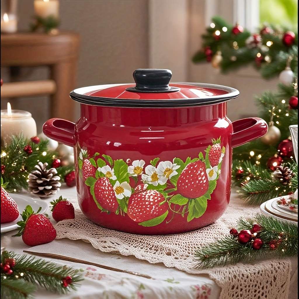 Raspberry Kiss Enamel 2L Double-Eared Storage Pot
