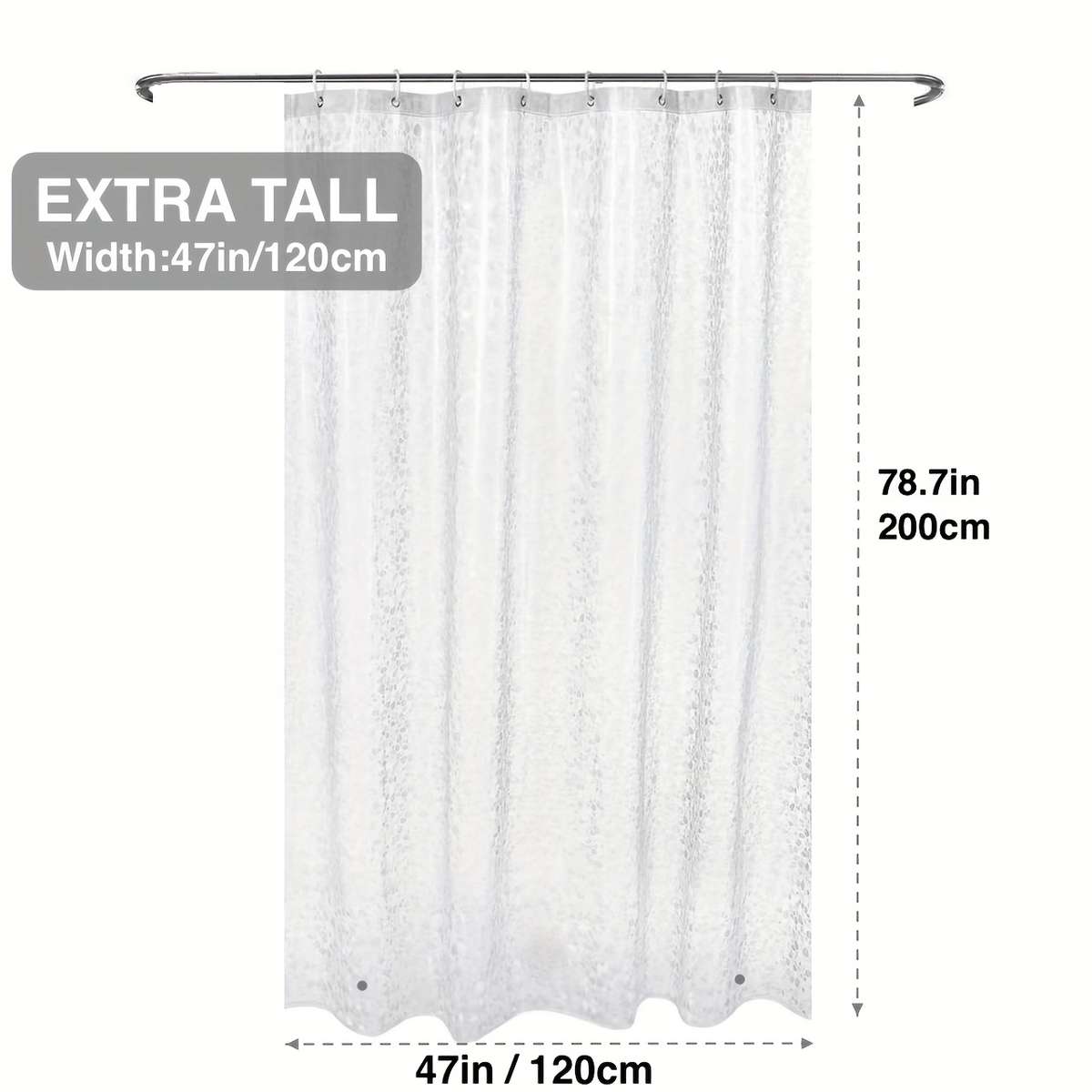 Waterproof Shower Curtain Size 47''Wx79'''H120X200Cm Style Transparent Pebbles