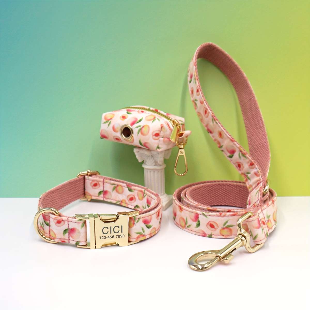 Dog Leash Color Yellow Lemon Dog Collar 3Piece Set Size S