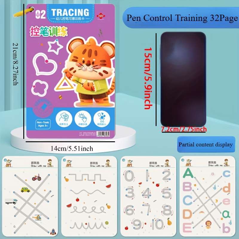 32 Pages Reusable Magic Practice Copybook Set Whole Brain Development Training