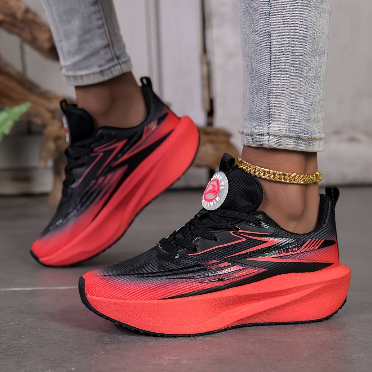 Women S Sneakers Color Blackred Sizeuk 5